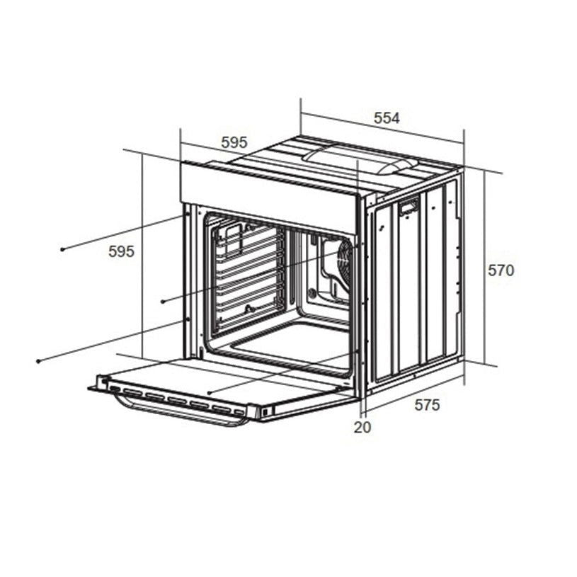 Cuptor electric Pyramis BAS65 Inox & Black Glass, 6 functii, clasa A, 64 litri, timer mecanic, butoane rotative - EpicHome.ro
