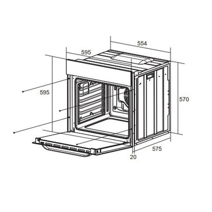 Cuptor electric Pyramis BAS65 Inox & Black Glass, 6 functii, clasa A, 64 litri, timer mecanic, butoane rotative - EpicHome.ro