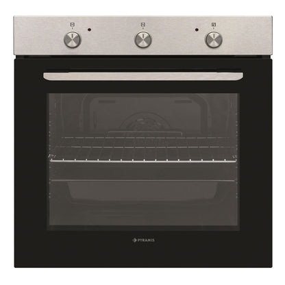 Cuptor electric Pyramis PO78021008PIX Black Glass si Inox, 8 functii, clasa A, 78 litri, timer mecanic, butoane retractabile - EpicHome.ro