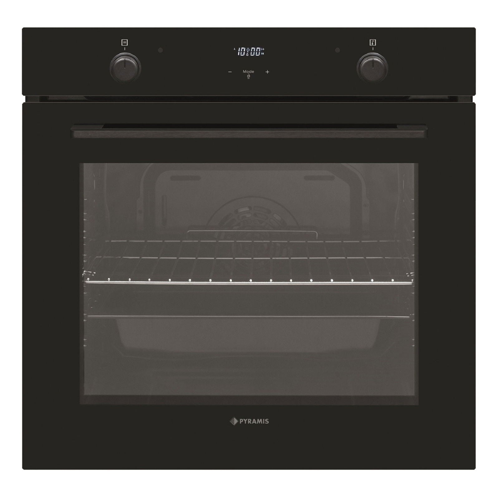 Cuptor electric Pyramis PO78052009PBL Full Black Glass, 9 functii, clasa A, volum 78 litri, timer digital, Soft Close, butoane retractabile - EpicHome.ro