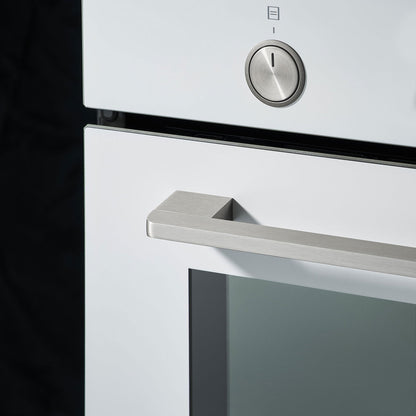 Cuptor electric Pyramis PO78062009PWH White Glass, 9 functii, clasa A, volum 78 litri, timer digital, Soft Close, butoane retractabile - EpicHome.ro