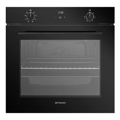 Cuptor electric Pyramis PO78072008SBL Full Black Glass, 8 functii, clasa A, volum 78 litri, timer digital, Cool Touch, butoane rotative - EpicHome.ro