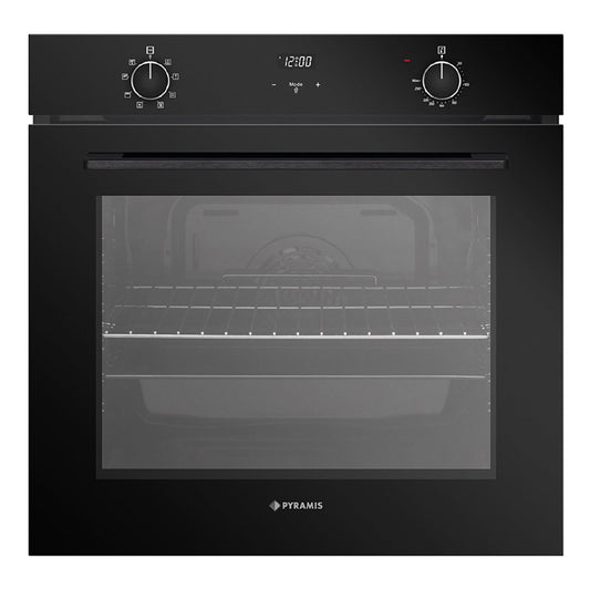 Cuptor electric Pyramis PO78072008SBL Full Black Glass, 8 functii, clasa A, volum 78 litri, timer digital, Cool Touch, butoane rotative - EpicHome.ro