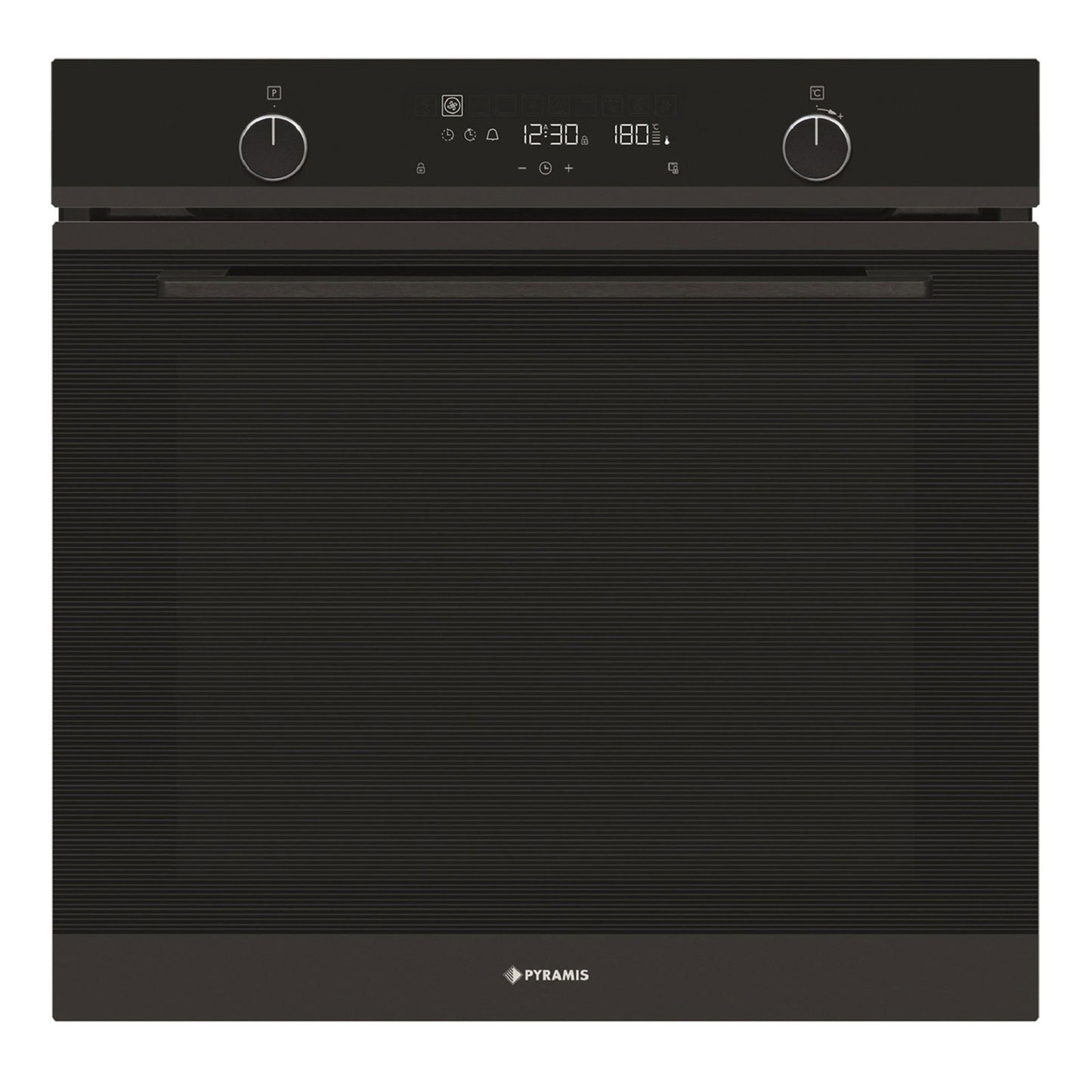 Cuptor electric Pyramis PO78094010EBL? Full Black Glass, 10 functii, clasa A, volum 78 litri, Soft Close, Cool Touch, Vap Clean, ghidaje telescopice - EpicHome.ro