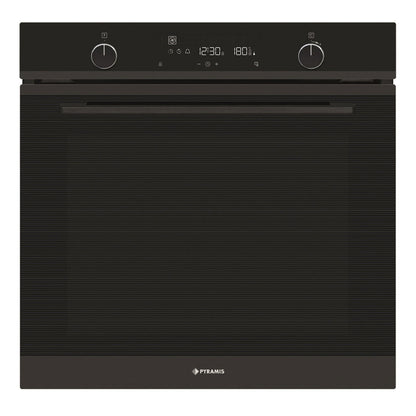 Cuptor electric Pyramis PO78094010EBL? Full Black Glass, 10 functii, clasa A, volum 78 litri, Soft Close, Cool Touch, Vap Clean, ghidaje telescopice - EpicHome.ro