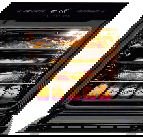 Cuptor electric Pyramis PO78123010BLΜ Full Black Glass, 15 functii, clasa A, volum 78 litri, Soft Close, Cool Touch, Vap Clean, Child Lock - EpicHome.ro