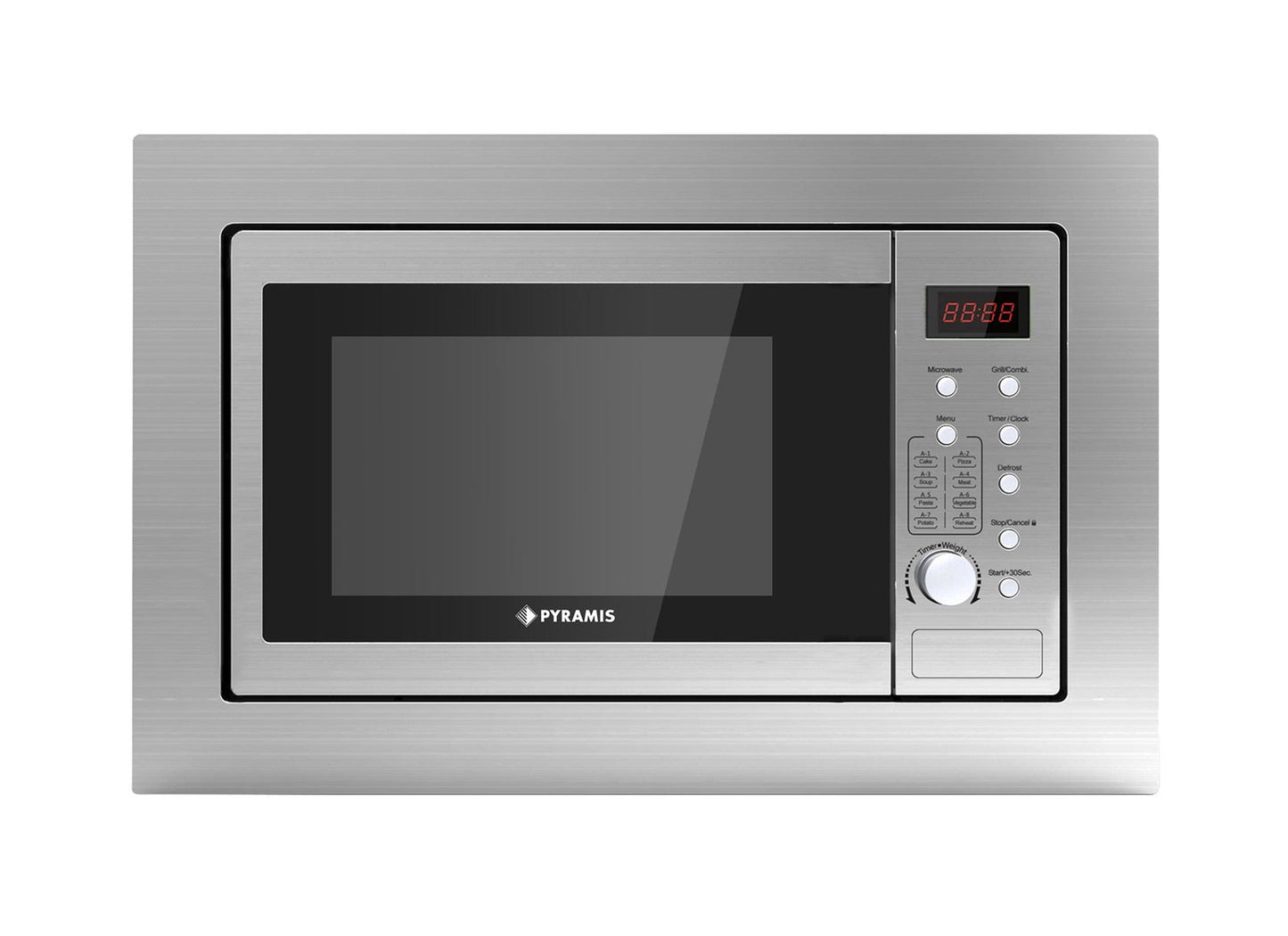 Cuptor microunde incorporabil Pyramis 30UG Silver, 28 litri, 900 W, 8 func?ii automate, 595x381x355mm - EpicHome.ro