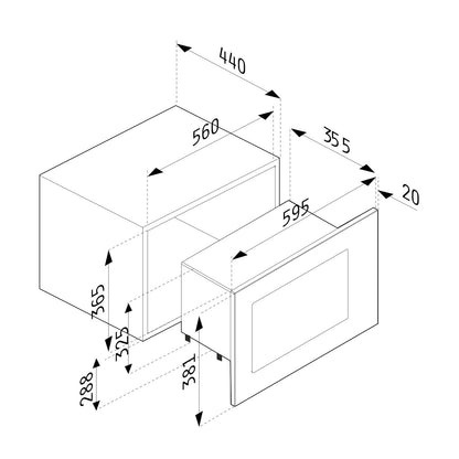Cuptor microunde incorporabil Pyramis 30UG White, 28 litri, 900 W, 8 func?ii automate, 595x381x355mm - EpicHome.ro