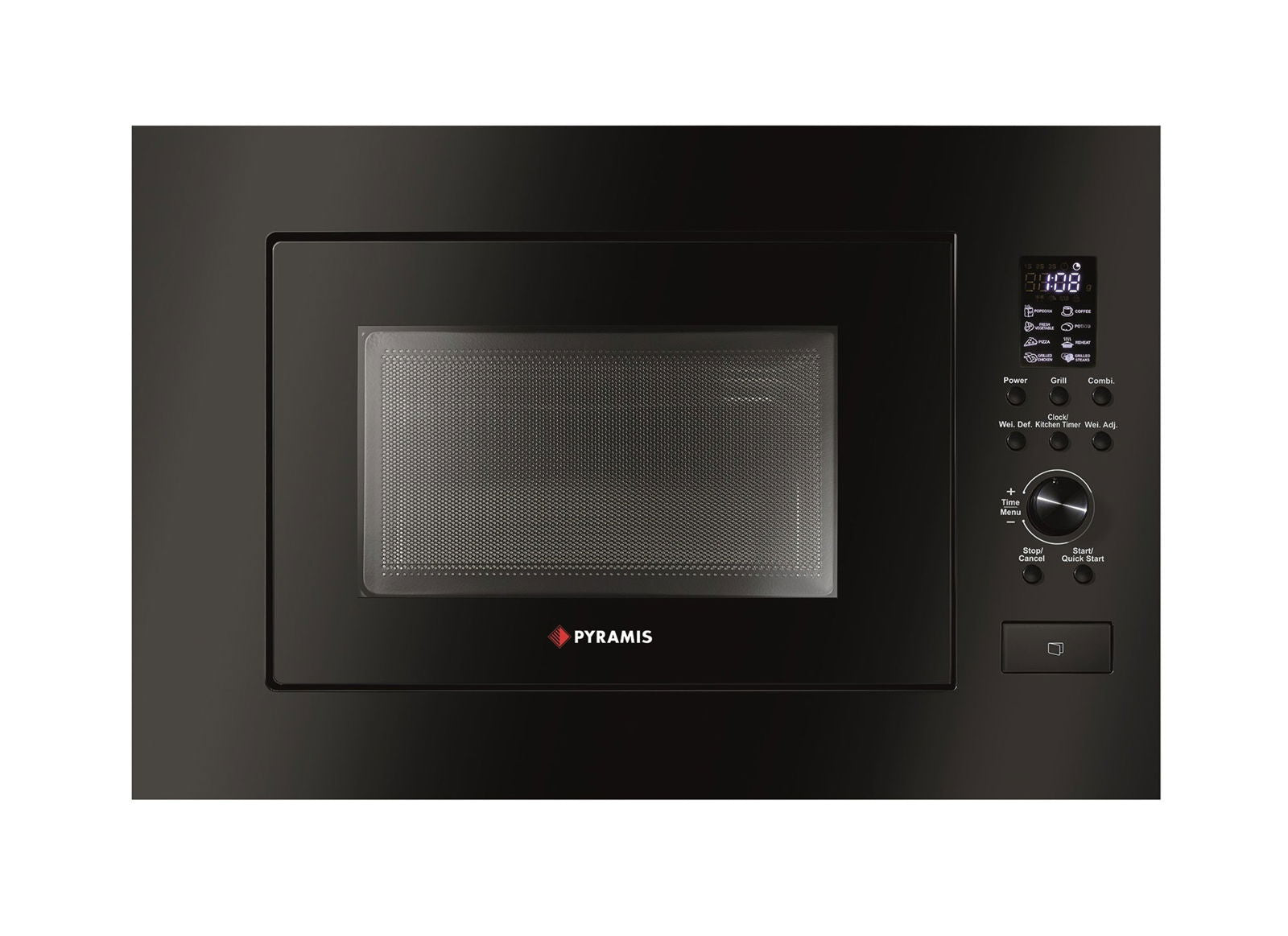 Cuptor microunde incorporabil Pyramis 30 Black, 23 litri, 900 W, 8 func?ii automate, 595x390x395mm - EpicHome.ro