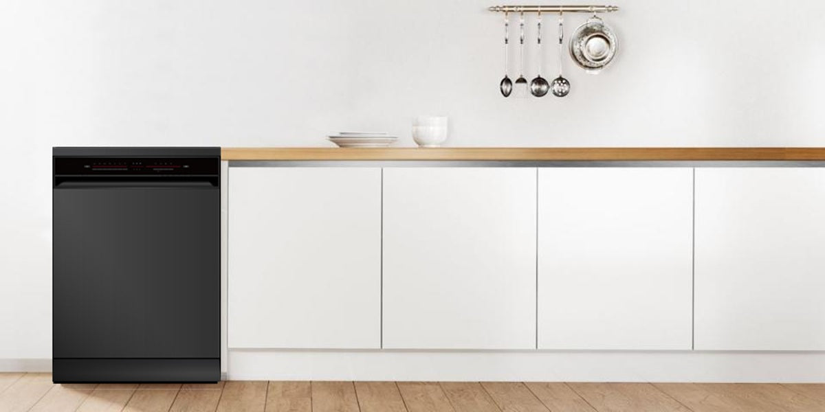 Masina de spalat vase Pyramis DWL 60FS Black, 14 Seturi, 7 programe, Clasa D, Power wash, Half load, Aquastop, Auto open, Child lock, 60 cm