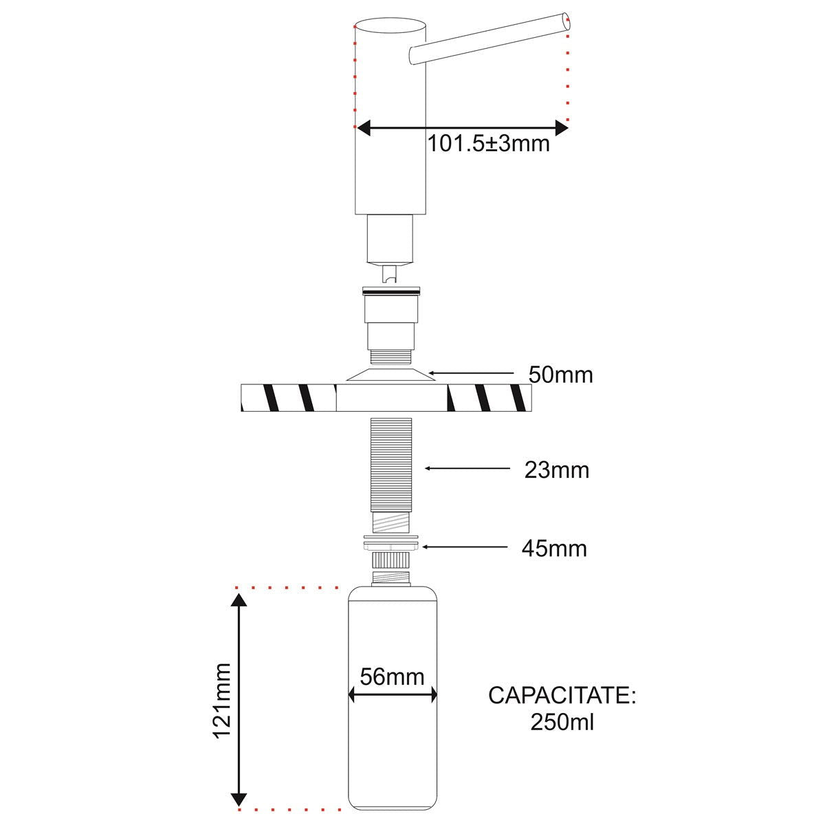 Dozator detergent lichid Pyramis forma cilindrica - EpicHome
