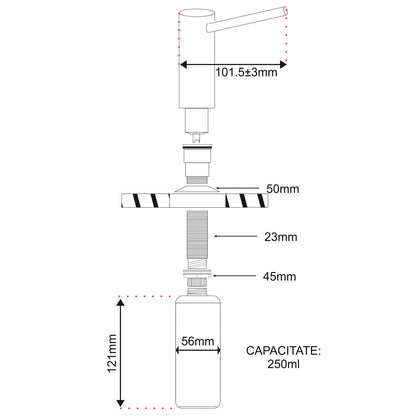 Dozator detergent lichid Pyramis forma cilindrica - EpicHome