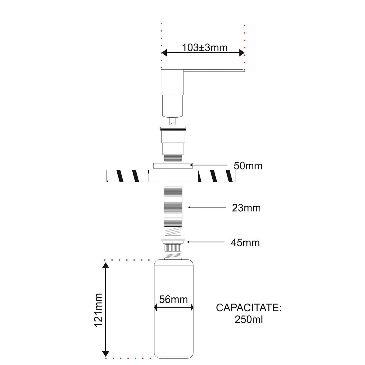 Dozator detergent lichid Pyramis forma dreptunghiulara - EpicHome