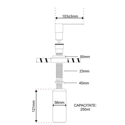 Dozator detergent lichid Pyramis forma dreptunghiulara - EpicHome