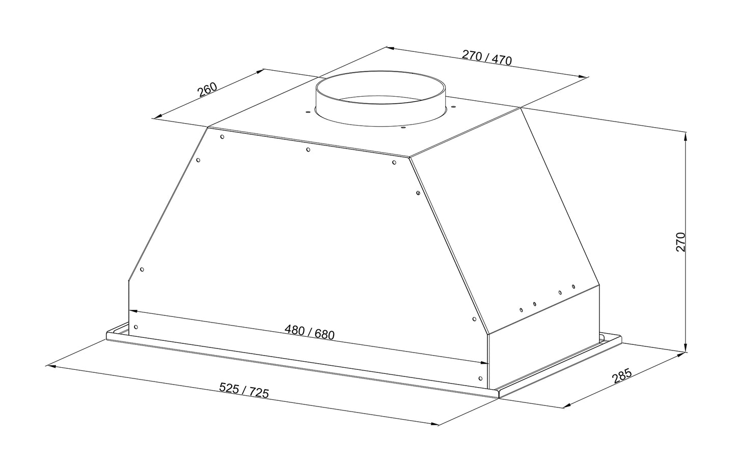 Hota total incorporabila Pyramis Turbo ERN, 70 cm, 1 motor, 760m³h, electronic Soft Touch control, Timer