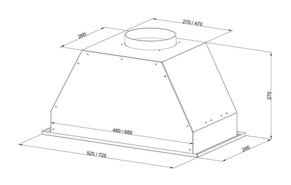 Hota total incorporabila Pyramis Turbo ERN, 70 cm, 1 motor, 760m³h, electronic Soft Touch control, Timer