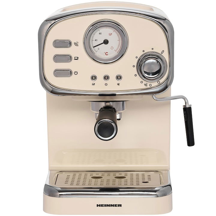 Espressor manual Heinner HEM-1100CR, 1100 W, 15 Bar, 1.25 L, Crem - EpicHome