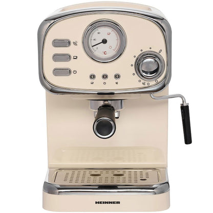 Espressor manual Heinner HEM-1100CR, 1100 W, 15 Bar, 1.25 L, Crem - EpicHome