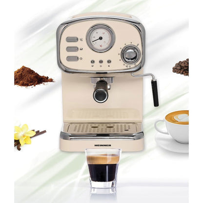 Espressor manual Heinner HEM-1100CR, 1100 W, 15 Bar, 1.25 L, Crem - EpicHome