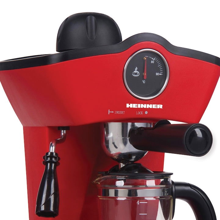 Espressor manual Heinner Retro Effect HEM-200RD, 800W, 3.5 bar, filtru inox, 250 ml, Rosu - EpicHome