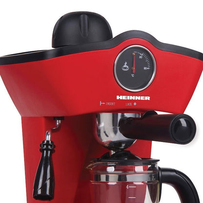 Espressor manual Heinner Retro Effect HEM-200RD, 800W, 3.5 bar, filtru inox, 250 ml, Rosu - EpicHome
