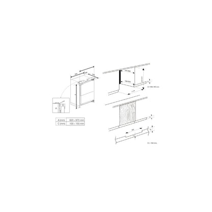 Frigider cu o usa incorporabil Pyramis BBI 85RO Table Top, clasa F, capacitate totala 96 litri - EpicHome.ro