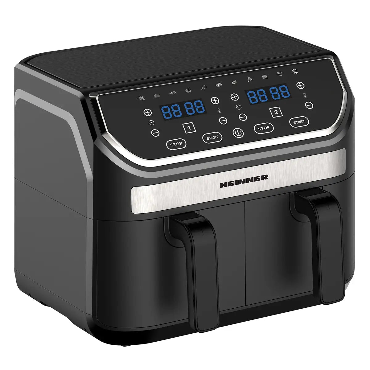 Friteuza dubla cu aer cald Heinner Double Master HAF-KDB1700BK, 8.5L, 1700W, doua cosuri detasabile antiaderente - EpicHome