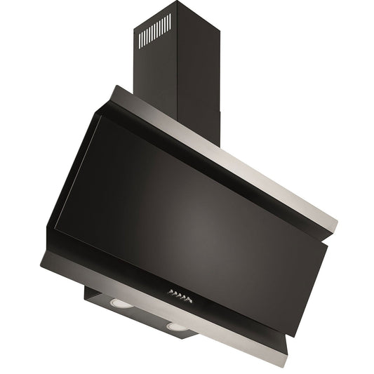 Hota decor Pyramis ELEGANTO Black Glass & Inox, 1 motor turbo, butoane pivotante, 455m³h - EpicHome.ro