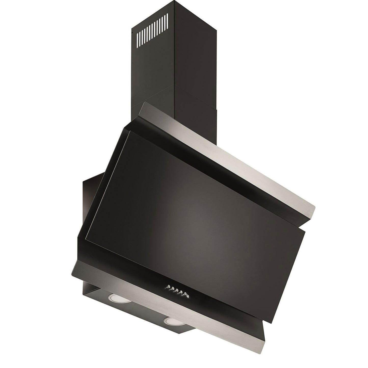 Hota decor Pyramis ELEGANTO Black Glass & Inox, 1 motor turbo, butoane pivotante, 455m³h - EpicHome.ro