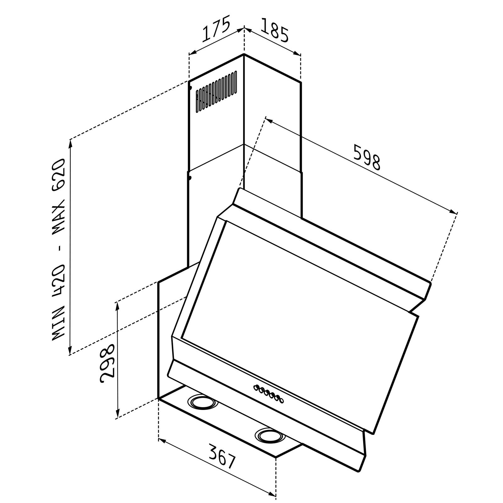 Hota decor Pyramis ELEGANTO Black Glass & Inox, 1 motor turbo, butoane pivotante, 455m³h - EpicHome.ro