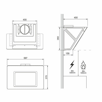 Hota decor Pyramis MAGIC Black Glass, 1 motor turbo, Touch control, 625m³h - EpicHome.ro