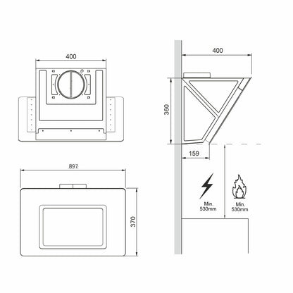 Hota decor Pyramis MAGIC Black Glass, 1 motor turbo, Touch control, 625m³h - EpicHome.ro