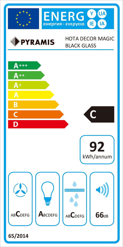 Hota decor Pyramis MAGIC Black Glass, 1 motor turbo, Touch control, 625m³h - EpicHome.ro