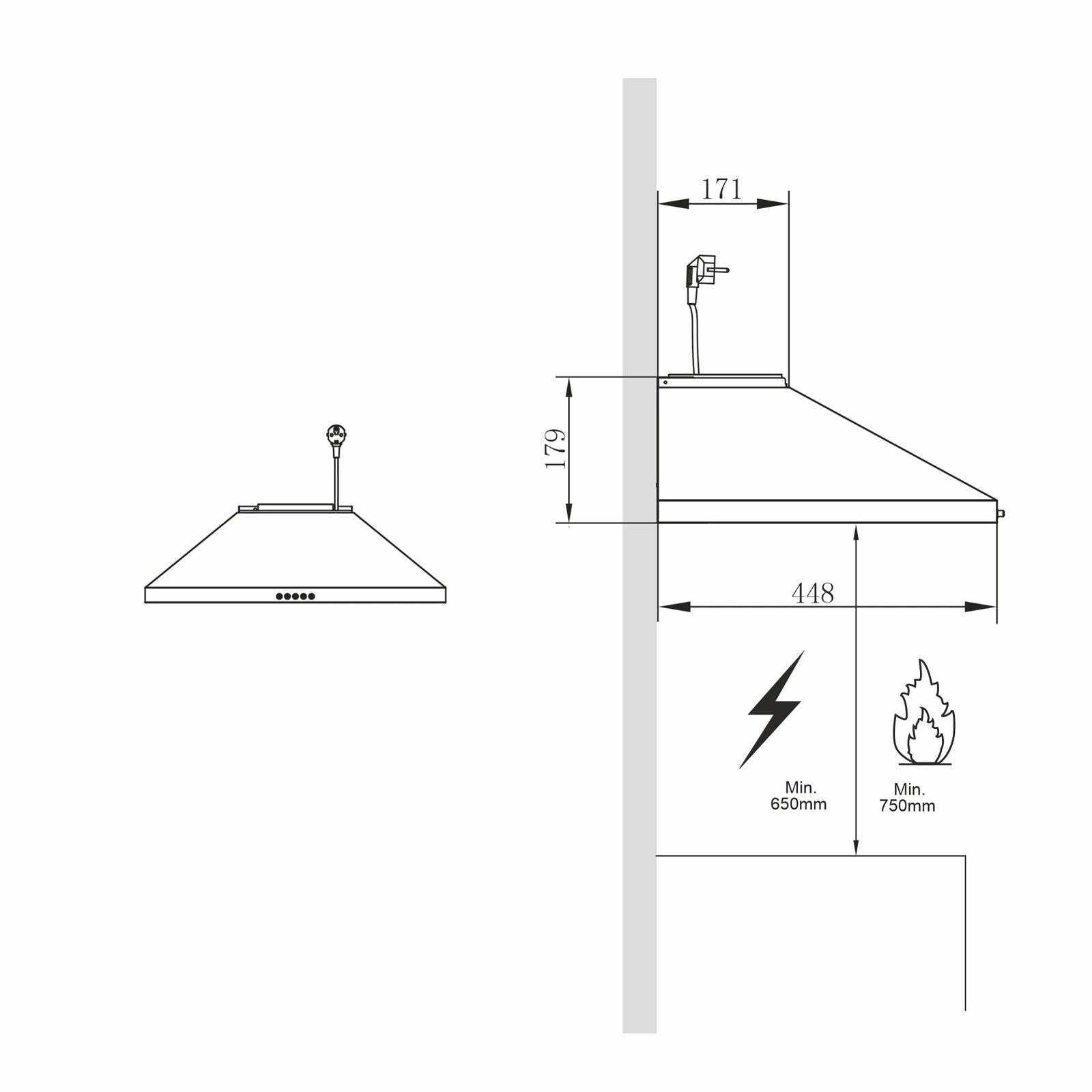 Hota decor Pyramis MDSC, 1 motor, butoane pivotante, 408m³h, 60cm - EpicHome.ro