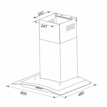 Hota decor Pyramis MD Elegant, 1 motor, butoane pivotante, 403m³h - EpicHome.ro