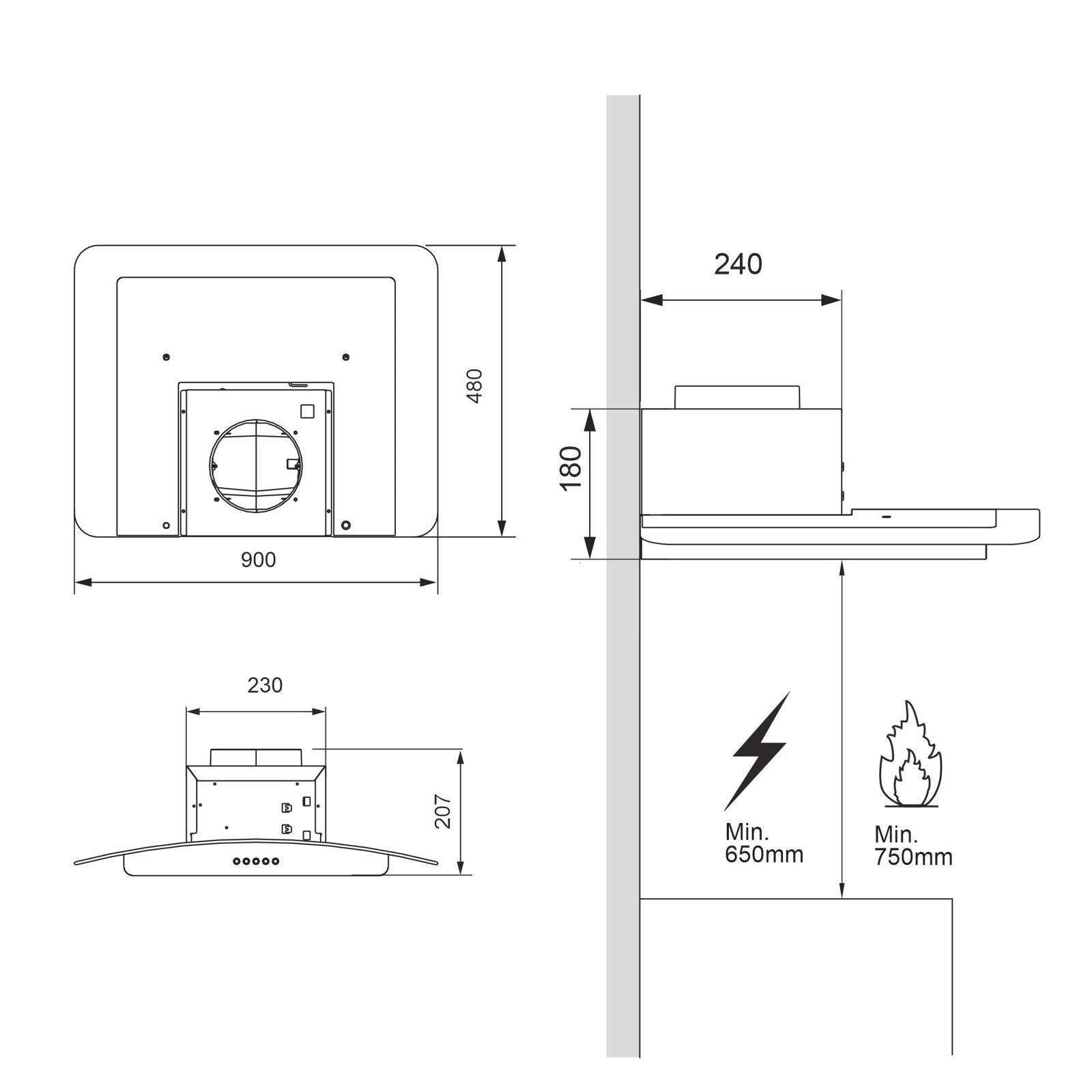 Hota decor Pyramis MD Elegant, 1 motor, butoane pivotante, 403m³h - EpicHome.ro