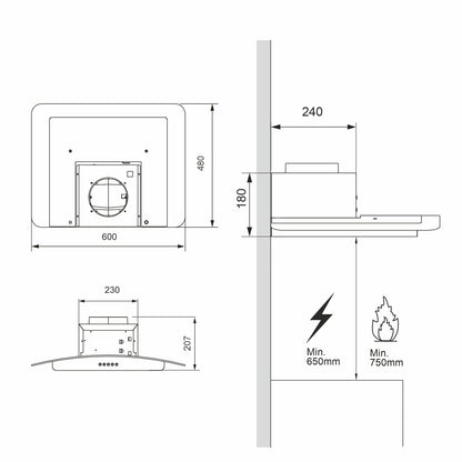Hota decor Pyramis MD Elegant, 1 motor, butoane pivotante, 403m³h - EpicHome.ro