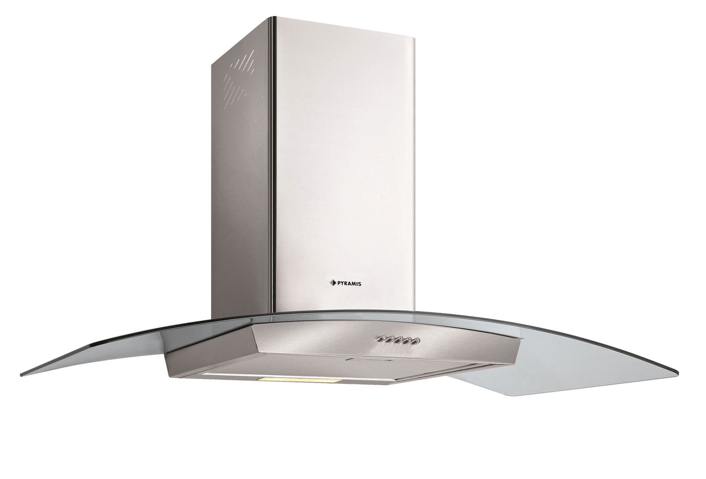 Hota decor Pyramis NADORO, 1 motor, sticla transparenta & inox, 380m³h - EpicHome.ro