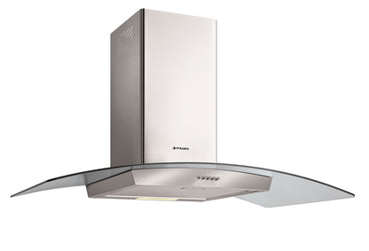 Hota decor Pyramis NADORO, 1 motor, sticla transparenta & inox, 380m³h - EpicHome.ro