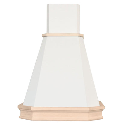 Hota decor Pyramis Rustic Chimney ELITELINE, 1 motor turbo, finisaj bej & lemn natur, 368m³h - EpicHome.ro