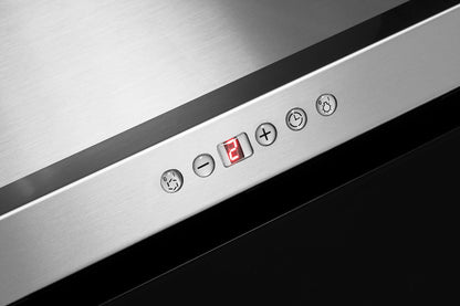 Hota decor Pyramis SPECIETO, 1 motor turbo, sticla neagra si inox, 700m³h - EpicHome.ro