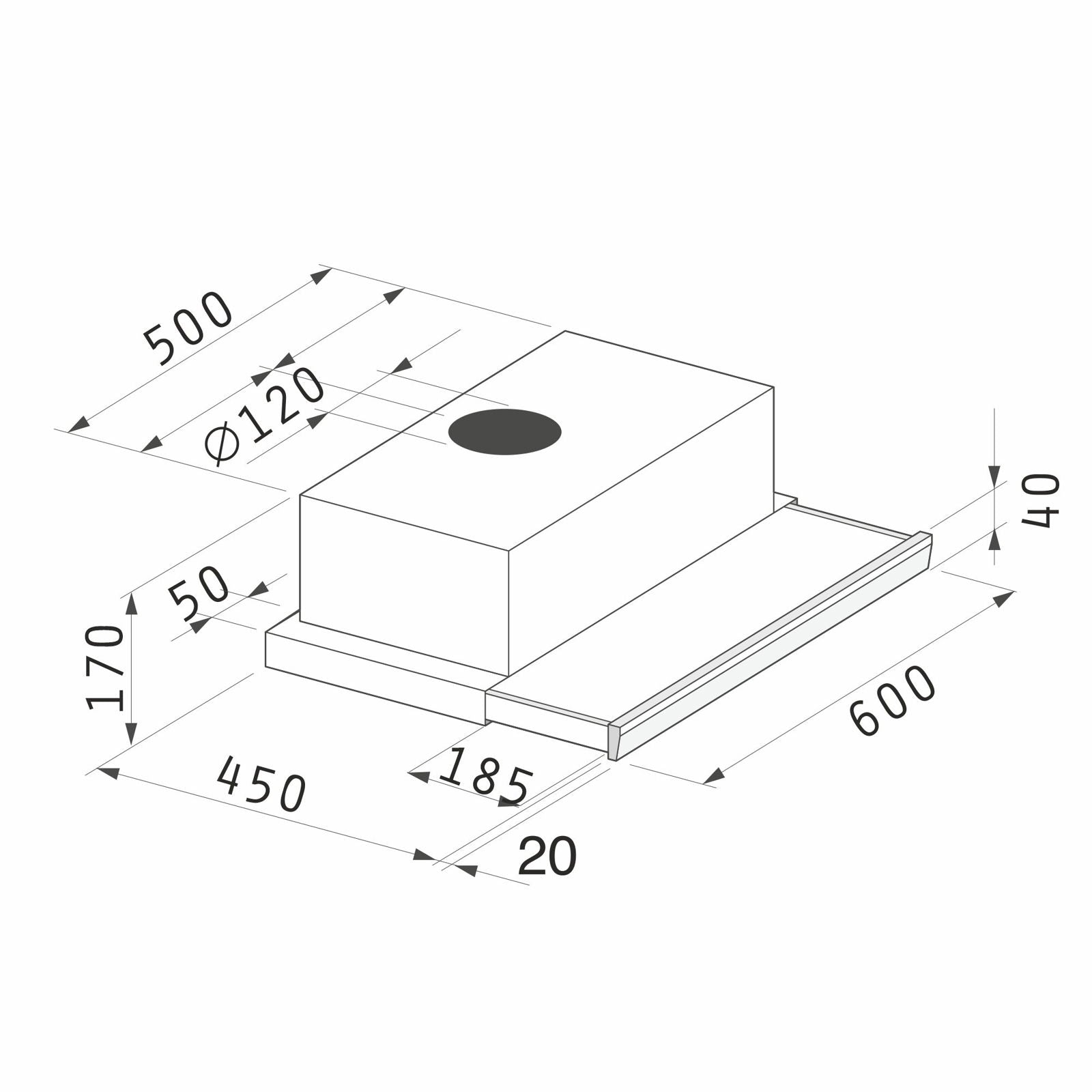 Hota telescopica Pyramis ECO SLIDING 1350, 2 motoare, 400m³h, 60cm - EpicHome.ro