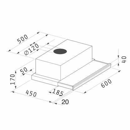 Hota telescopica Pyramis ECO SLIDING 1350, 2 motoare, 400m³h, 60cm - EpicHome.ro