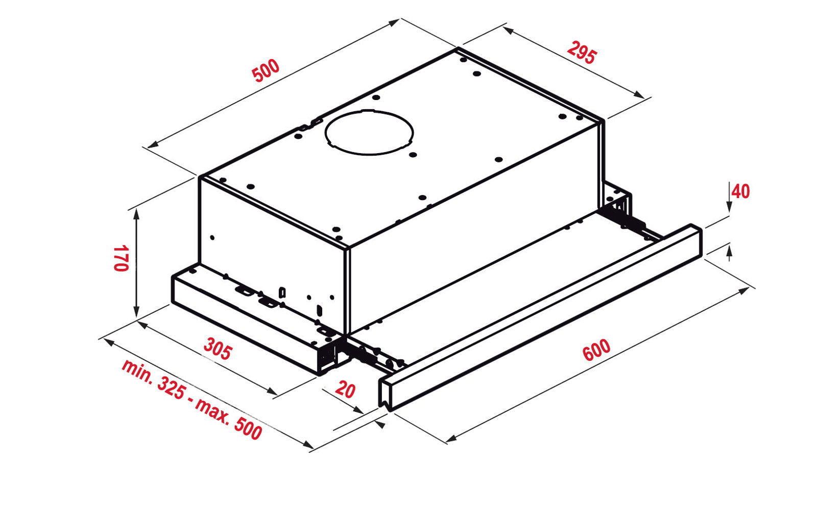Hota telescopica Pyramis Ecoline, 2 motoare, 325m³h, 60cm - EpicHome.ro