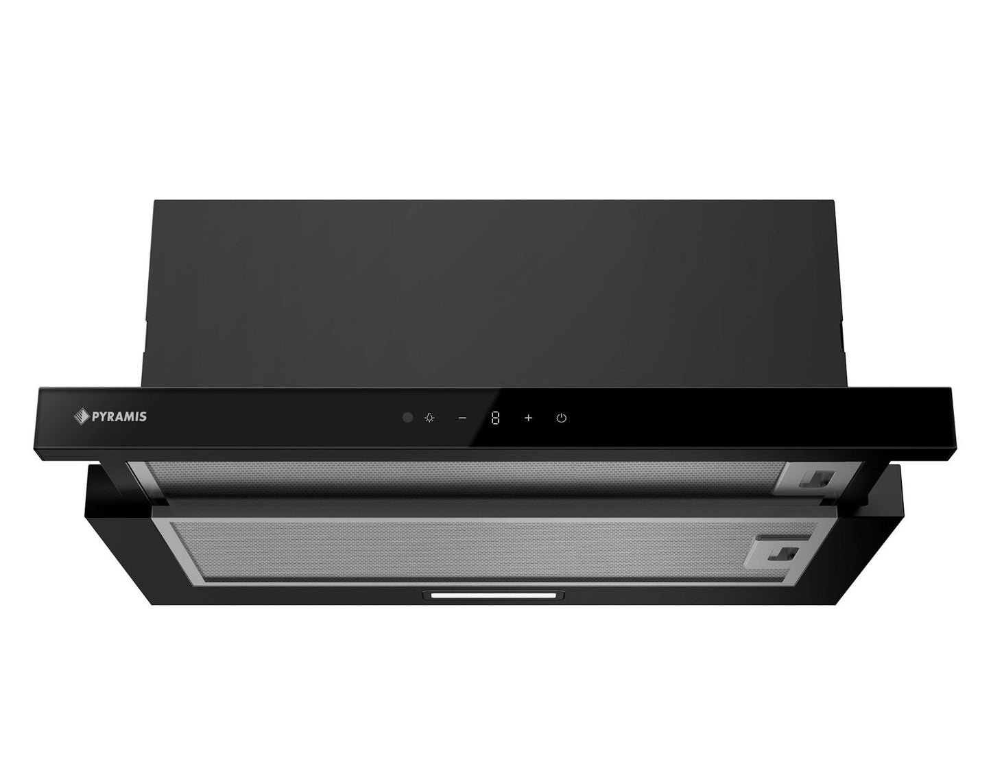 Hota telescopica Pyramis Premium Power MDT, 1 motor Turbo, Full Black Glass, 597m³h, 60cm - EpicHome.ro