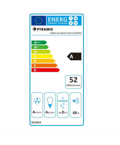 Hota telescopica Pyramis Premium Power MDT, 1 motor Turbo, Full Black Glass, 597m³h, 60cm - EpicHome.ro