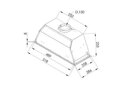 Hota total incorporabila Pyramis CH111, 1 motor Turbo, 440m³h, Inox, 52cm - EpicHome.ro