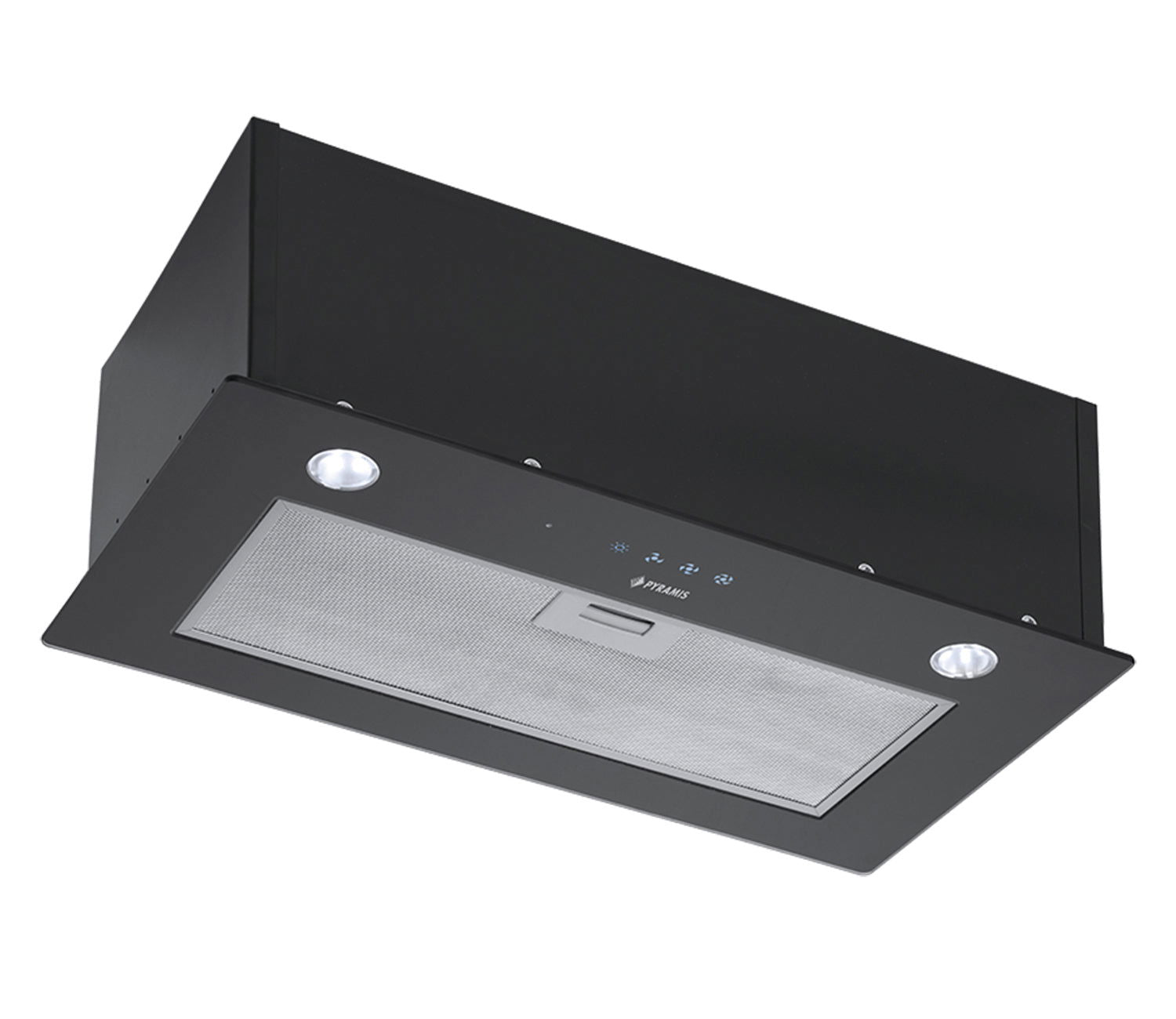 Hota total incorporabila Pyramis Full Black Glass, 1 motor, Timer, Touch control, 420m³h - EpicHome.ro