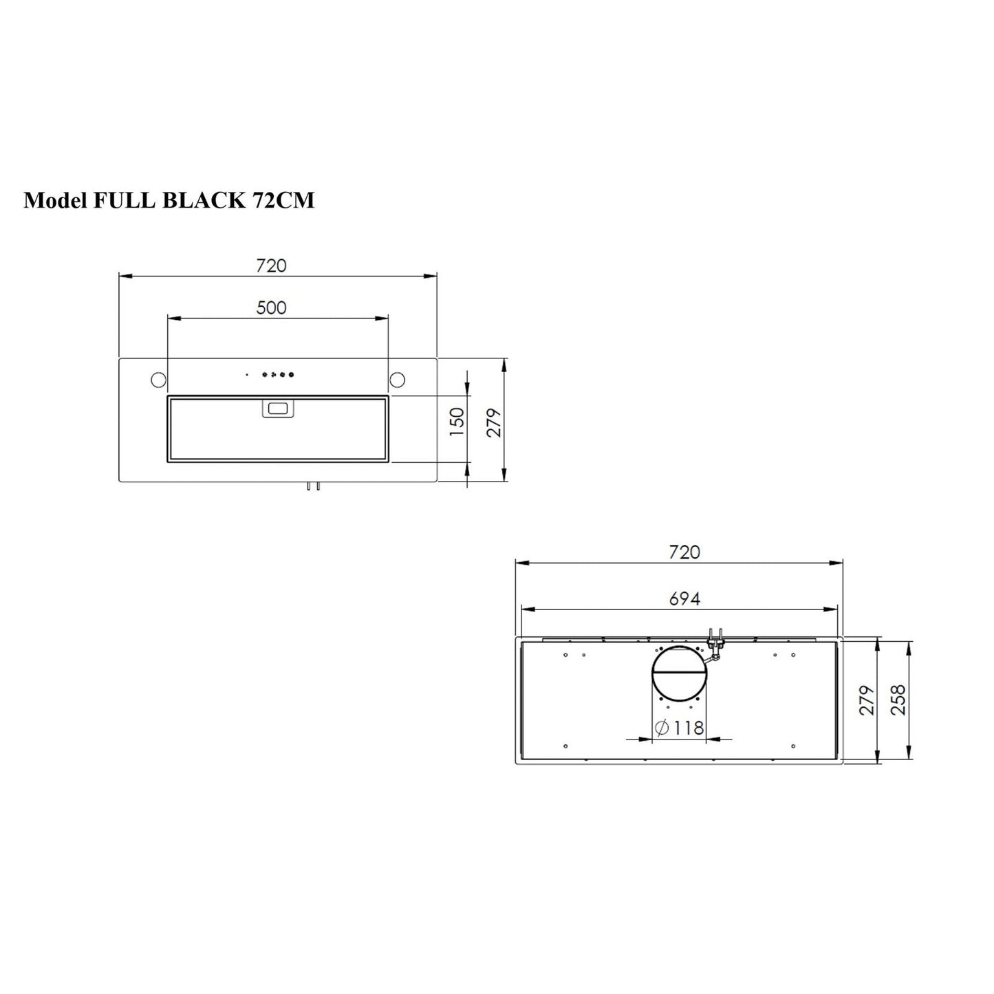 Hota total incorporabila Pyramis Full Black Glass, 1 motor, Timer, Touch control, 420m³h - EpicHome.ro