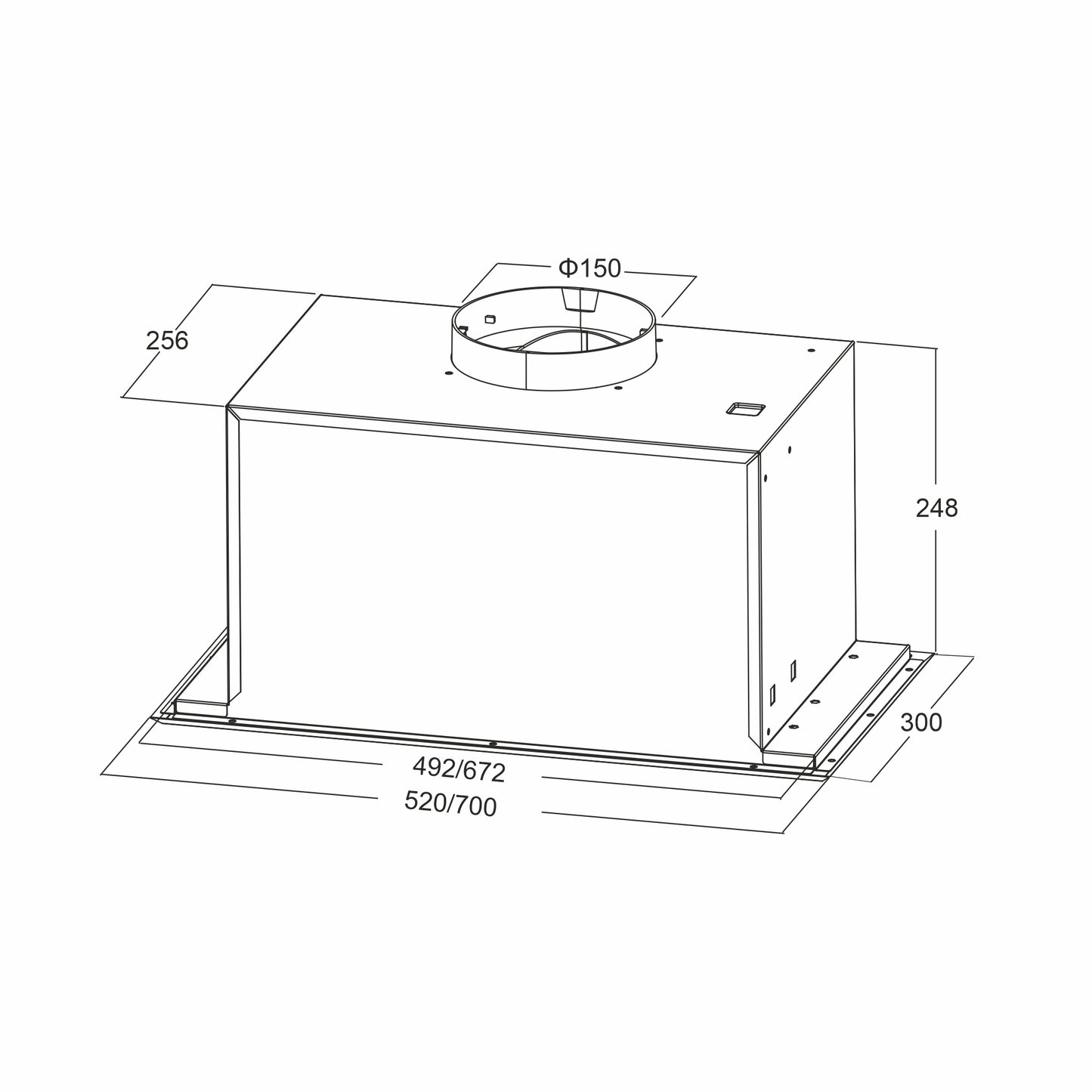 Hota total incorporabila Pyramis MD, 1 motor, putere de absorbtie maxima 618mc/h, 70cm, Touch control, finisaj inox